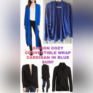 EUC Gibson Blue Surf Convertible Draped Cardigan